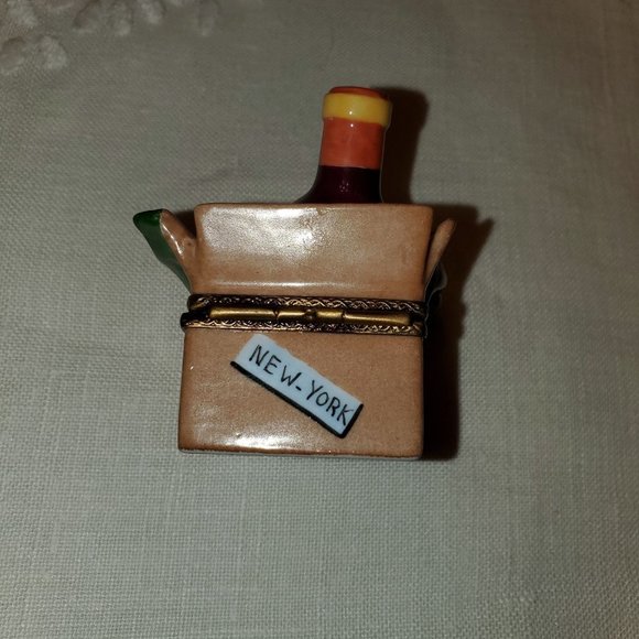 Limoges VTG Hand Painted Porcelain Trinket Box Wine & Cheese Peint Main Eximious - Picture 5 of 7